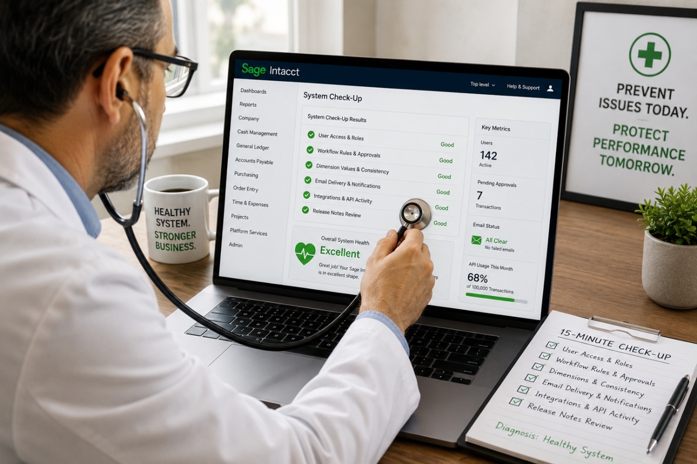 A doctor using Sage Intacct